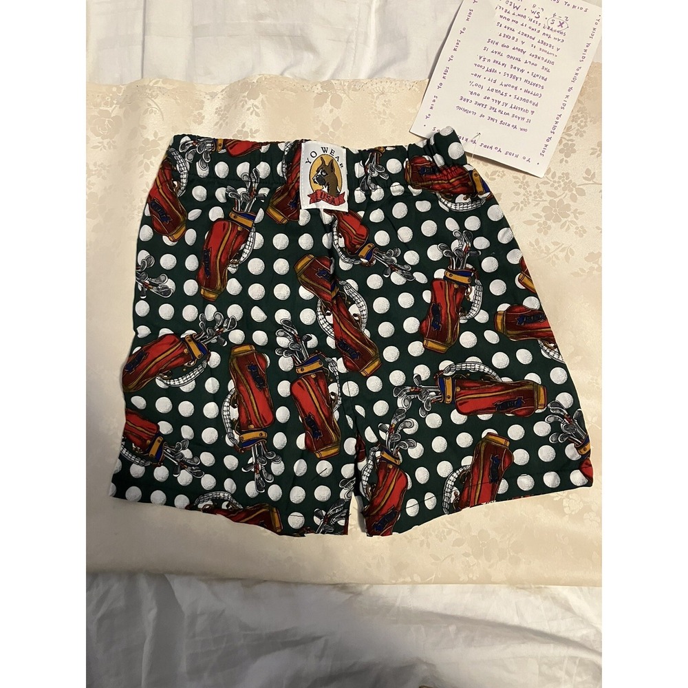 VTG‎ Yo Wear Max Boxxer Kids Unisex Shorts Golf Polka Dot 100% Cotton USA XS